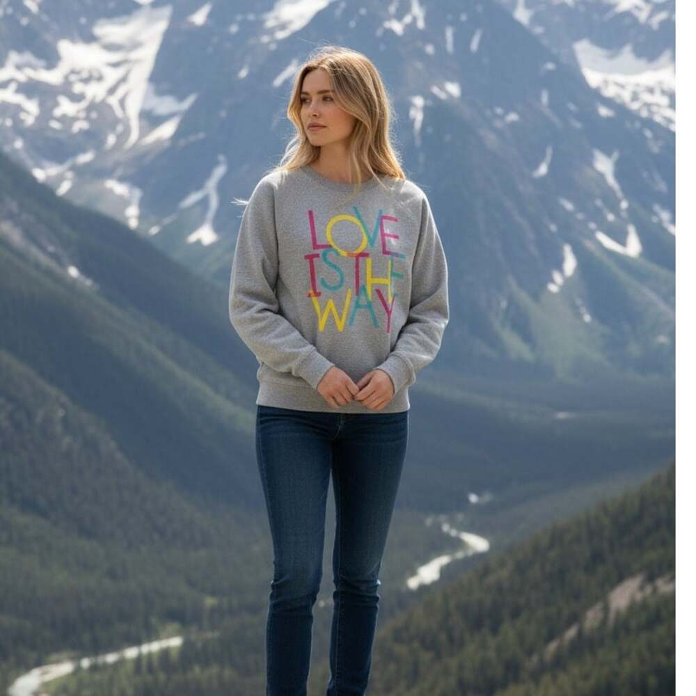 J CREW x HUMAN RIGHTS Sweatshirt Size M Gray Pullover Love is the Way